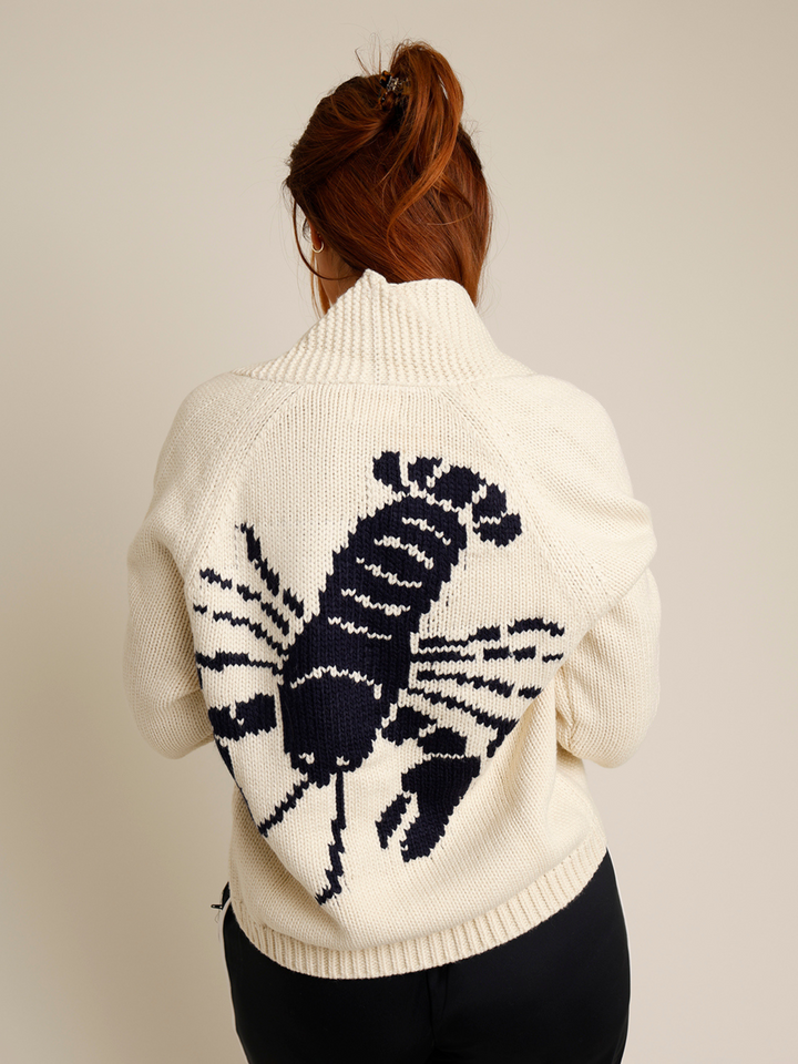 CATCH OF THE DAY VARSITY LOBSTER CARDIGAN X CREAM
