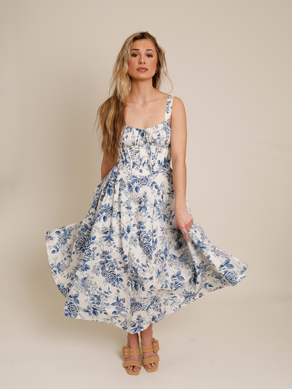 PERRIE FLORAL PRINT MIDI DRESS