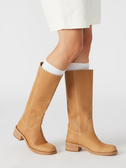 STEVE MADDEN RIGGS BANANA LEATHER BOOTS