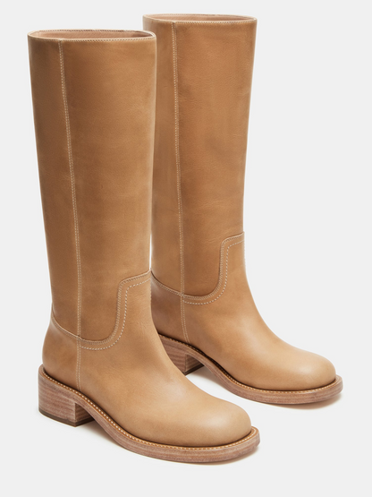 STEVE MADDEN RIGGS BANANA LEATHER BOOTS