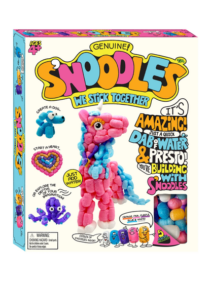 Colorful craft kit box featuring pink unicorn figure made of small fuzzy beads