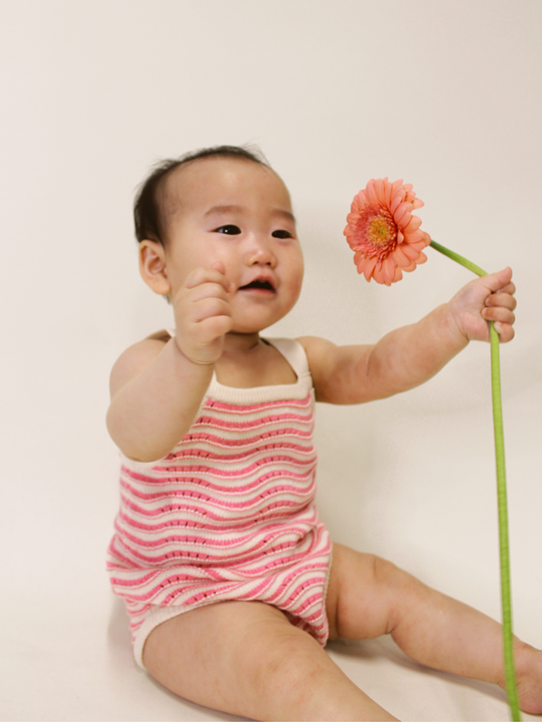 WAVY STRIPED ROMPER X PINK