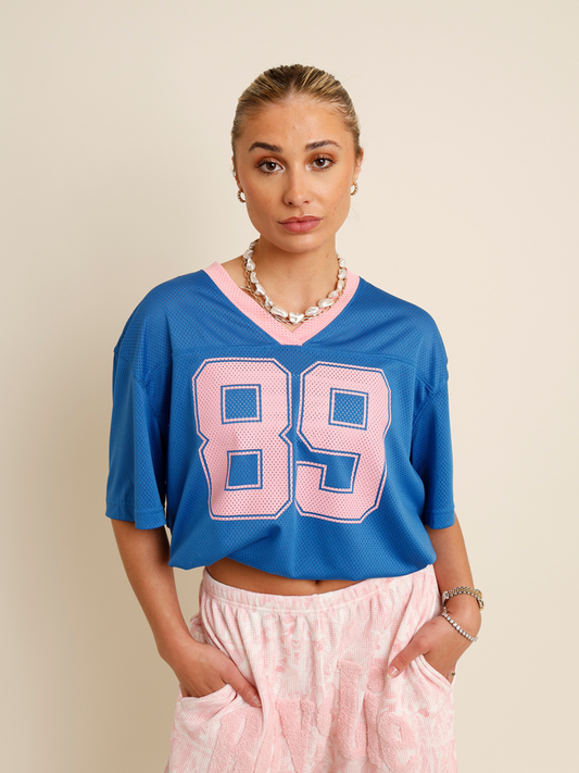 pink and blue "89" jersey 