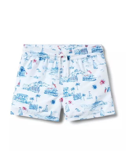 RECYCLED FLORAL SWIM TRUNKS X AMERICANA TOILE