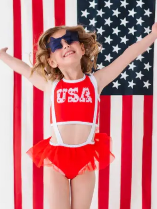 USA SUSPENDER SWIMSUIT