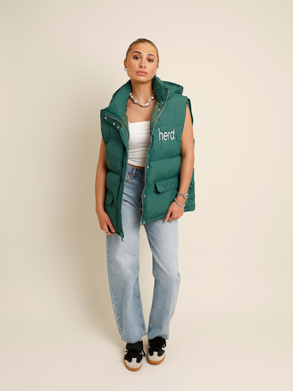 "herd" green puffer vest 