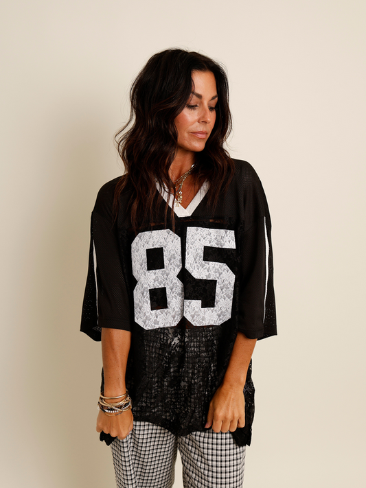 black and white lace "85" jersey 