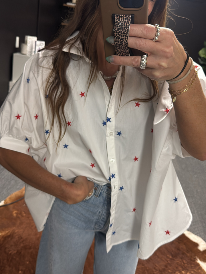 STAR SPANGLED BUTTON UP BLOUSE