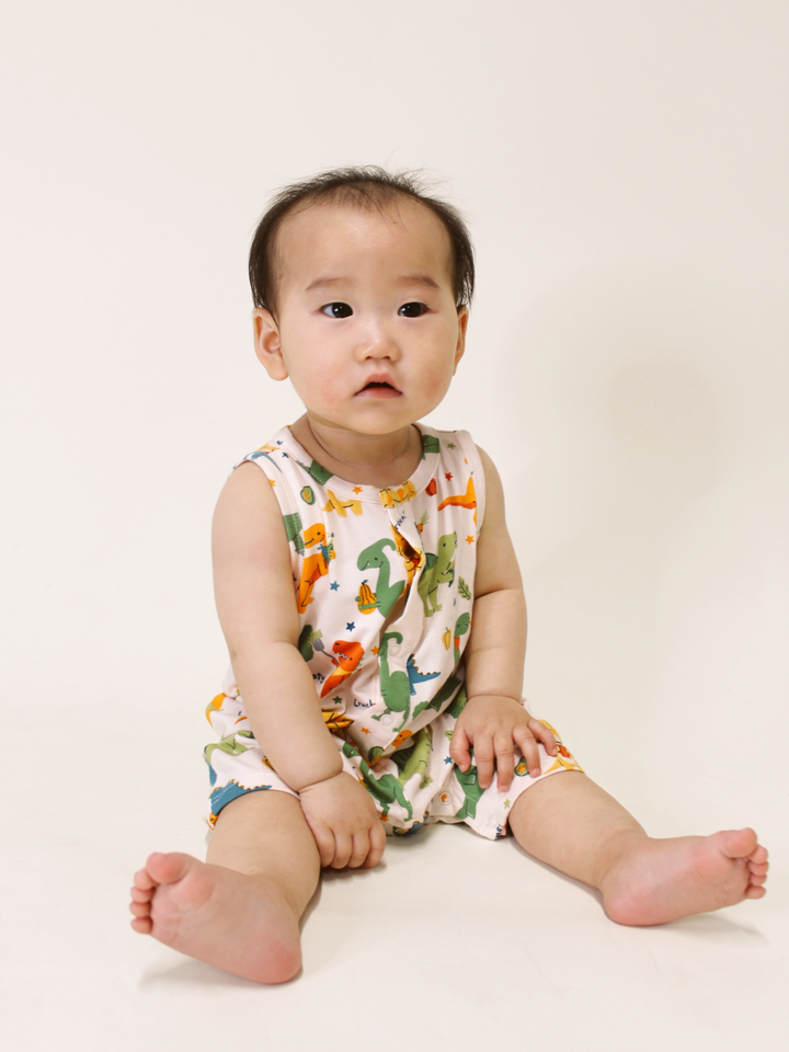 SLEEVELESS SHORTIE ROMPER X VEGGIE DINOS