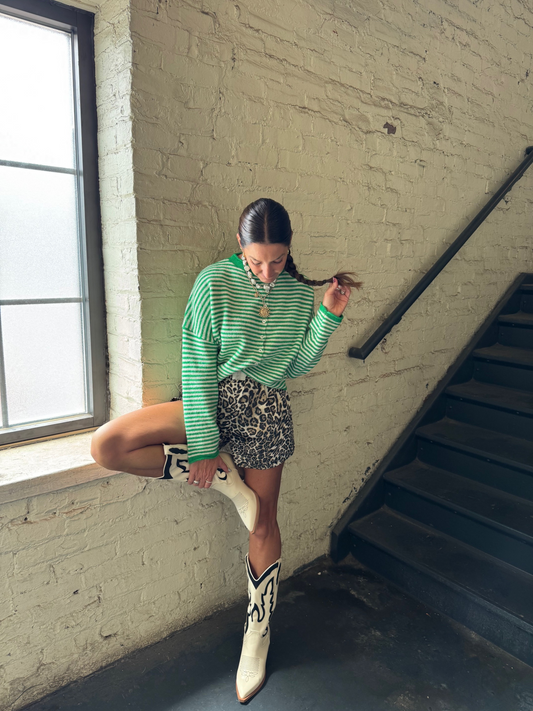 THE CULT CARDI X GREEN STRIPE