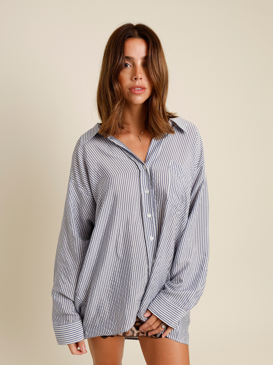 MIA STRIPED BUTTON UP TOP