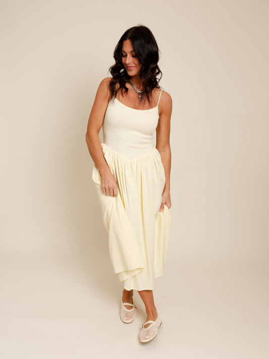 TEA TIME DROP WAIST DRESS X YELLOW
