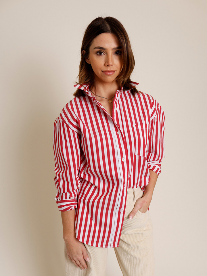 BE MINE STRIPED BUTTON DOWN