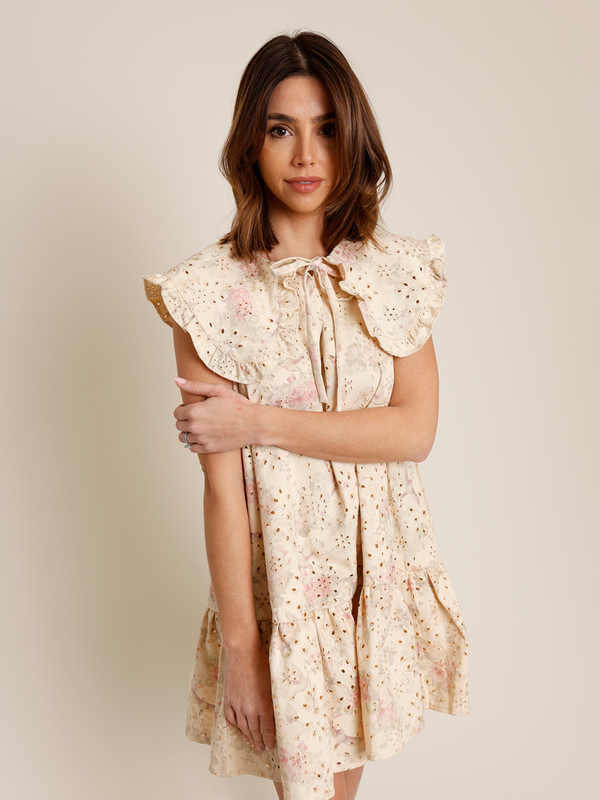 SWEETHEART EYELET DROP WAIST DRESS