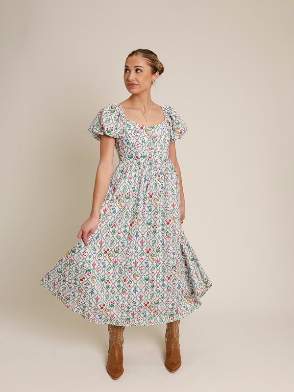 WILDFLOWER BASQUE WAIST DRESS