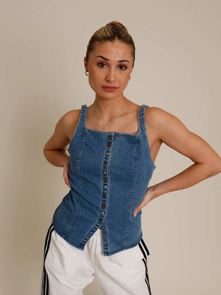 FREE PEOPLE ROAD TRIP DENIM TANK
