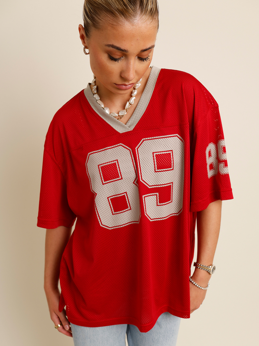red and gray "89" jersey 