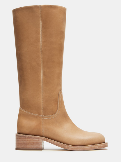STEVE MADDEN RIGGS BANANA LEATHER BOOTS
