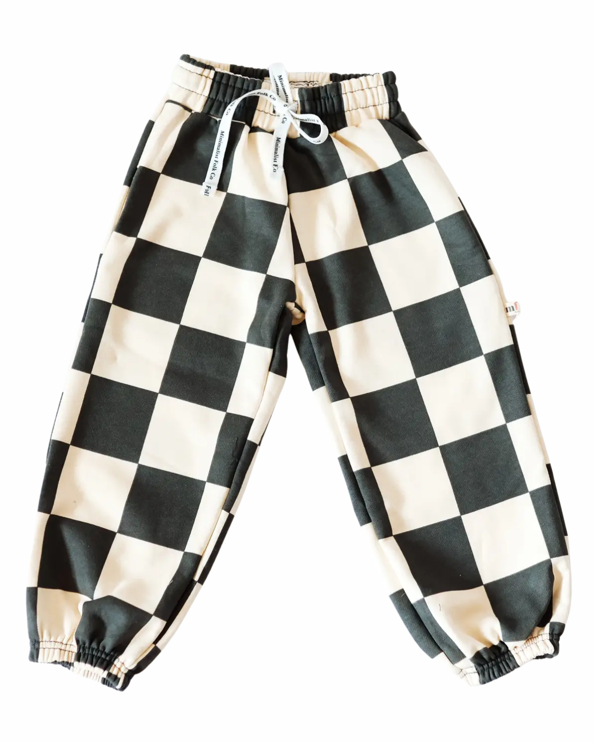 kids checkered charcoal and white jogger sweatpants