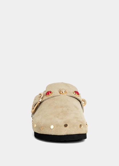 TINA STUDDED CLOG X BEIGE SUEDE