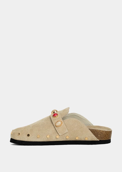 TINA STUDDED CLOG X BEIGE SUEDE