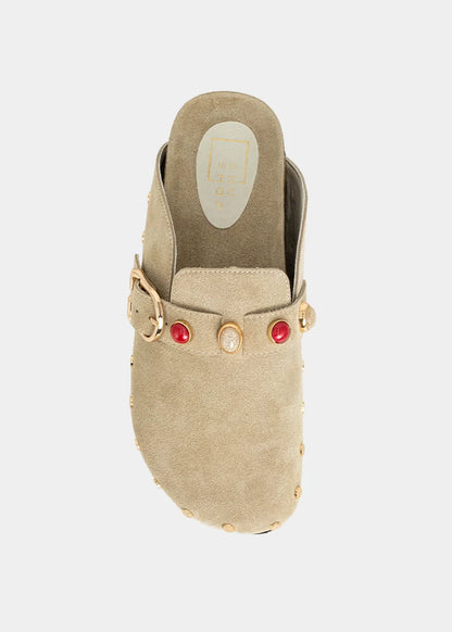 TINA STUDDED CLOG X BEIGE SUEDE