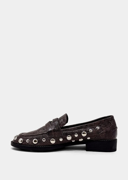 TRISHA STUDDED LOAFER X DARK TAUPE