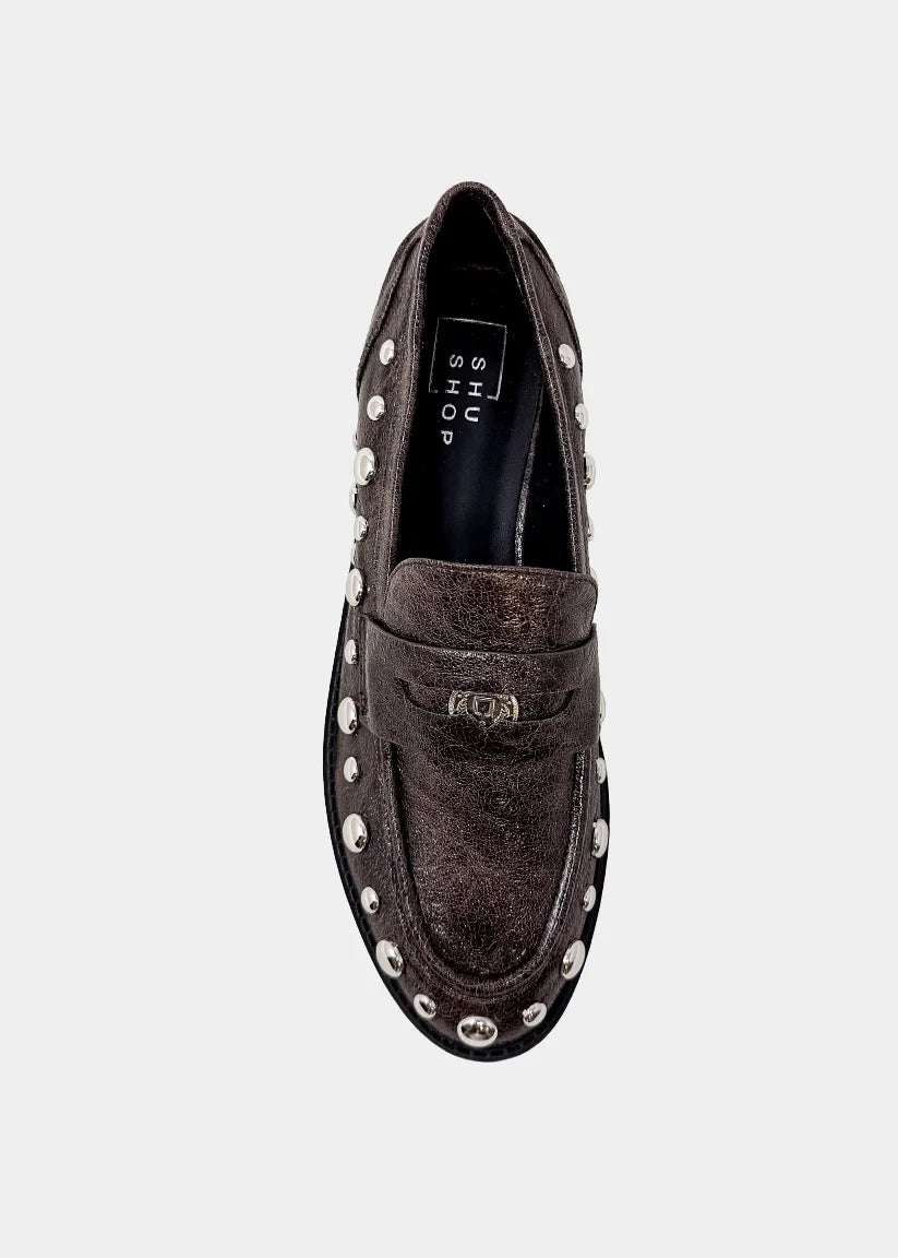 TRISHA STUDDED LOAFER X DARK TAUPE