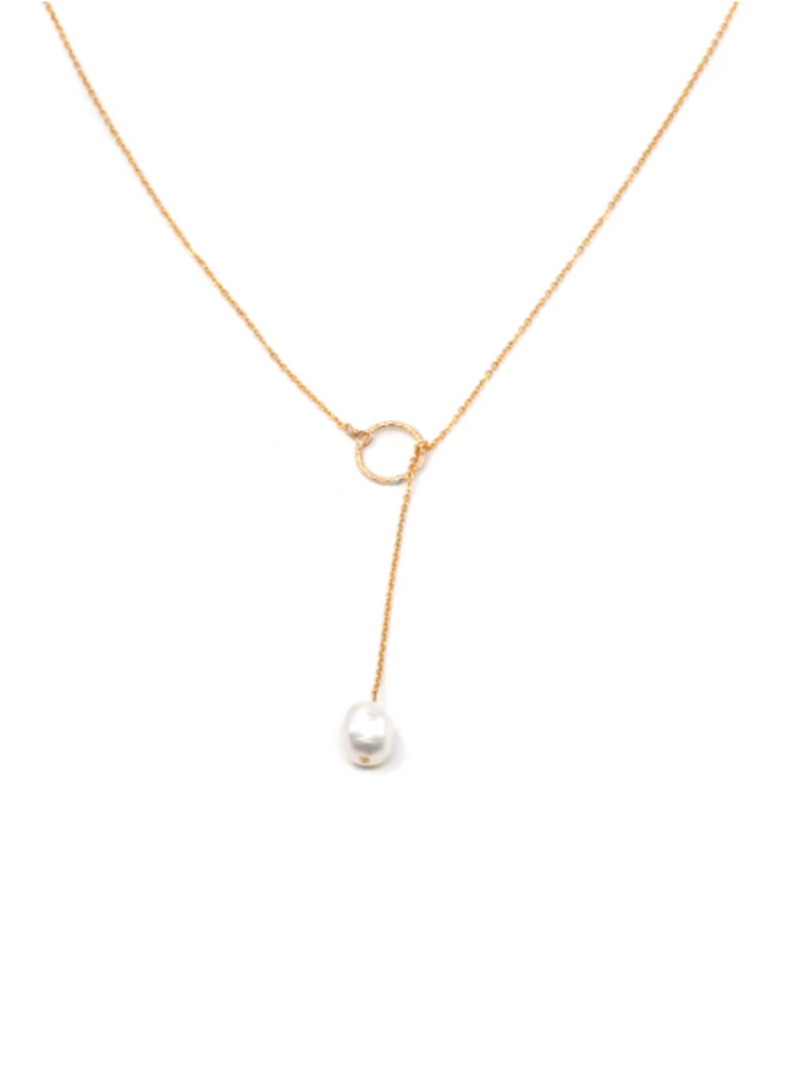PEARL PULL-THRU GOLD NECKLACE - THE HIP EAGLE BOUTIQUE 