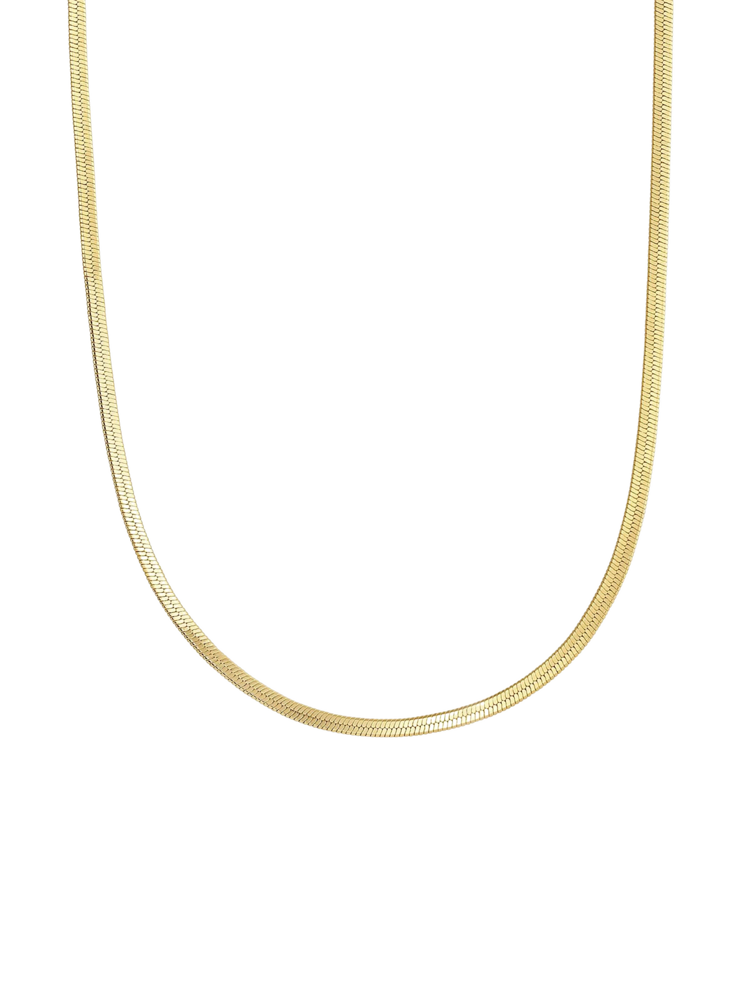 This timeless 18k gold plated herringbone chain necklace looks great layered with other necklaces.