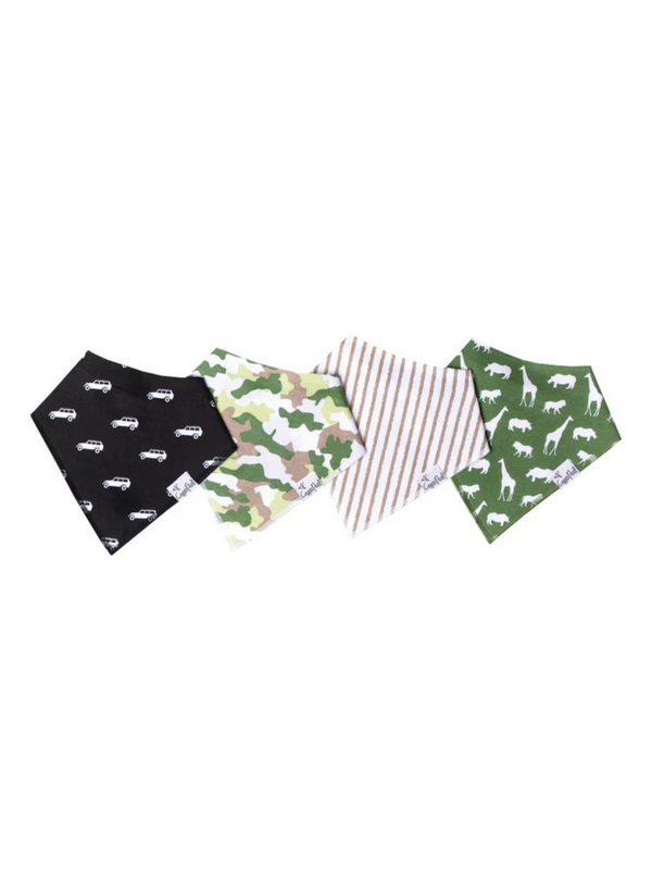 COPPER PEARL BANDANA BIBS IN SAFARI - THE LITTLE EAGLE BOUTIQUE