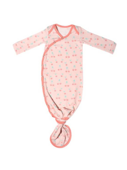 COPPER PEARL NEWBORN KNOTTED GOWN IN CHEERY - THE LITTLE EAGLE BOUTIQUE