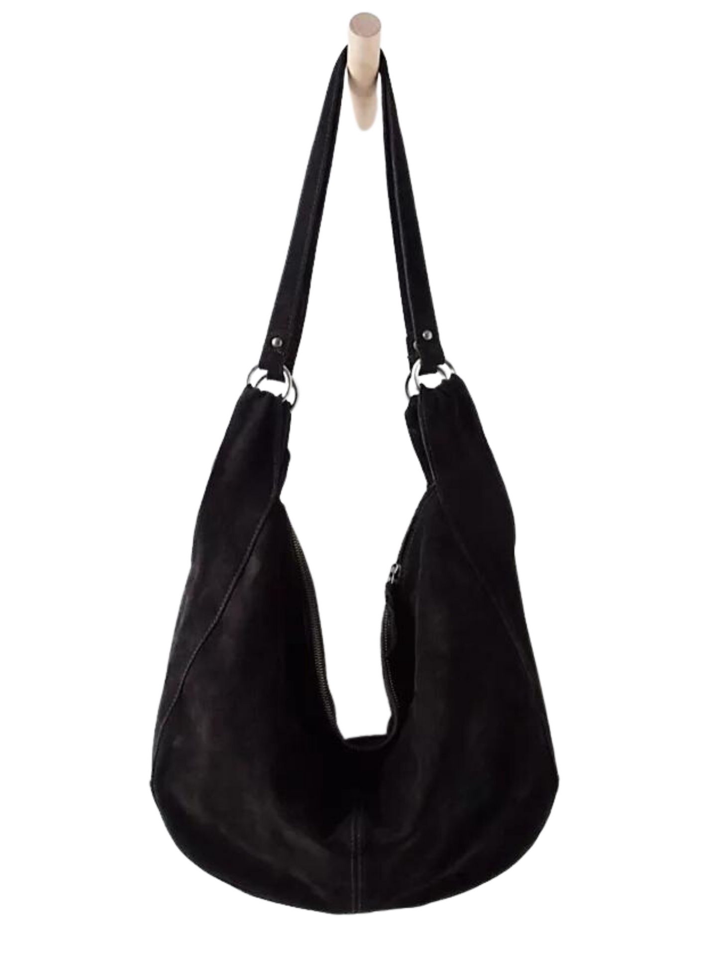 Free People Slouchy Suede Shoulder Bag in Black