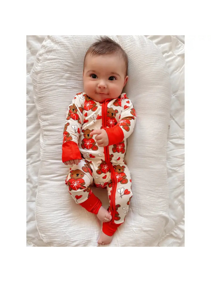 VALENTINE BEAR CONVERTIBLE ZIP ROMPER