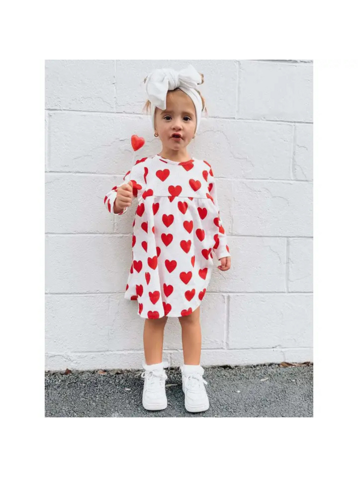 RED HEART WAFFLE COTTON DRESS