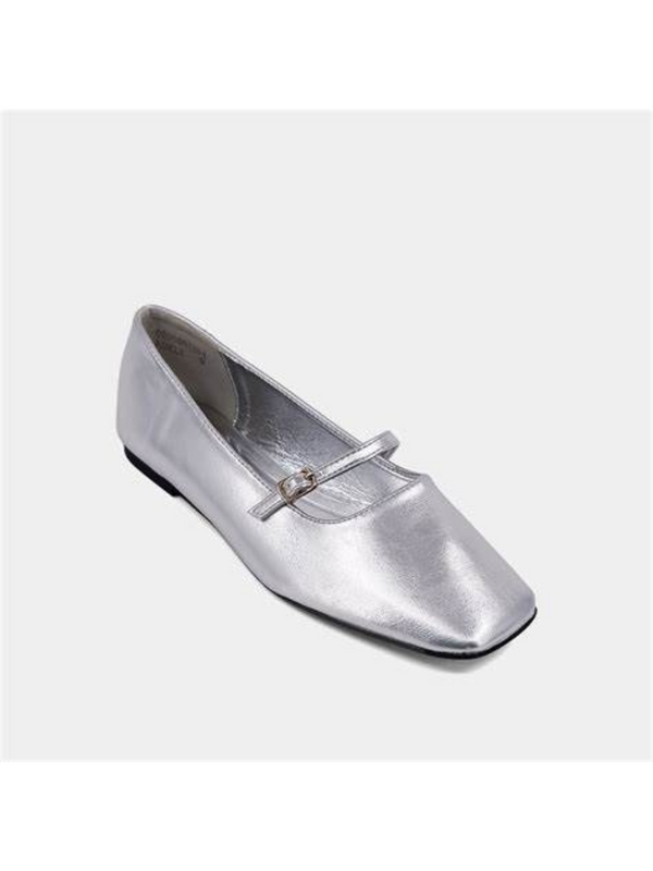 silver mary jane flat