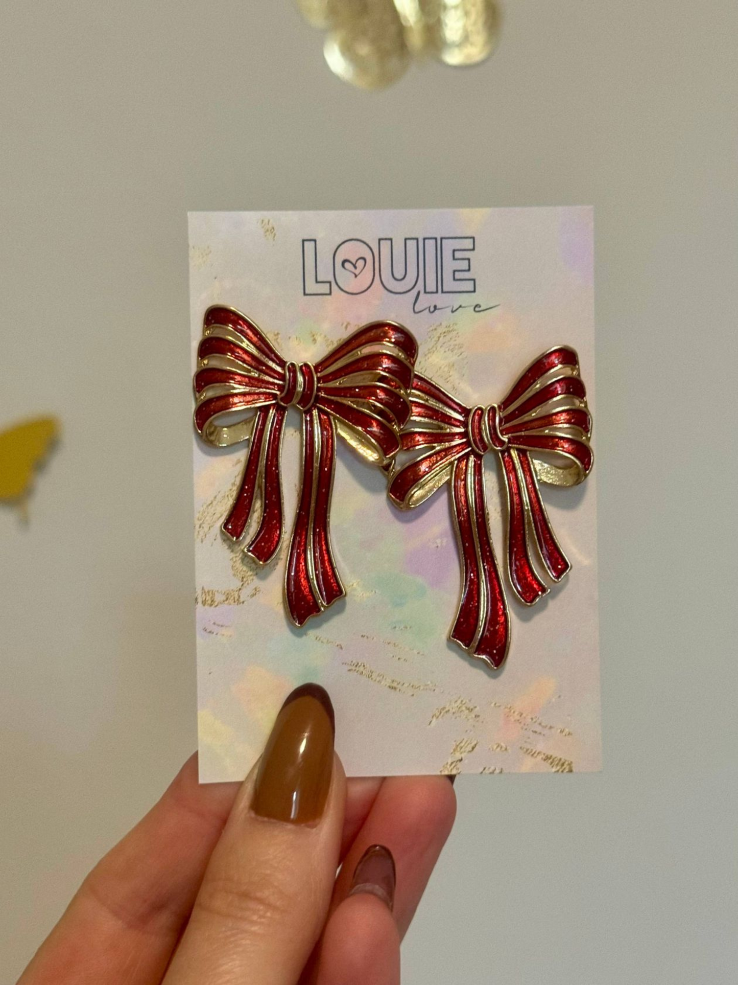 RED CHRISTMAS BOW EARRINGS