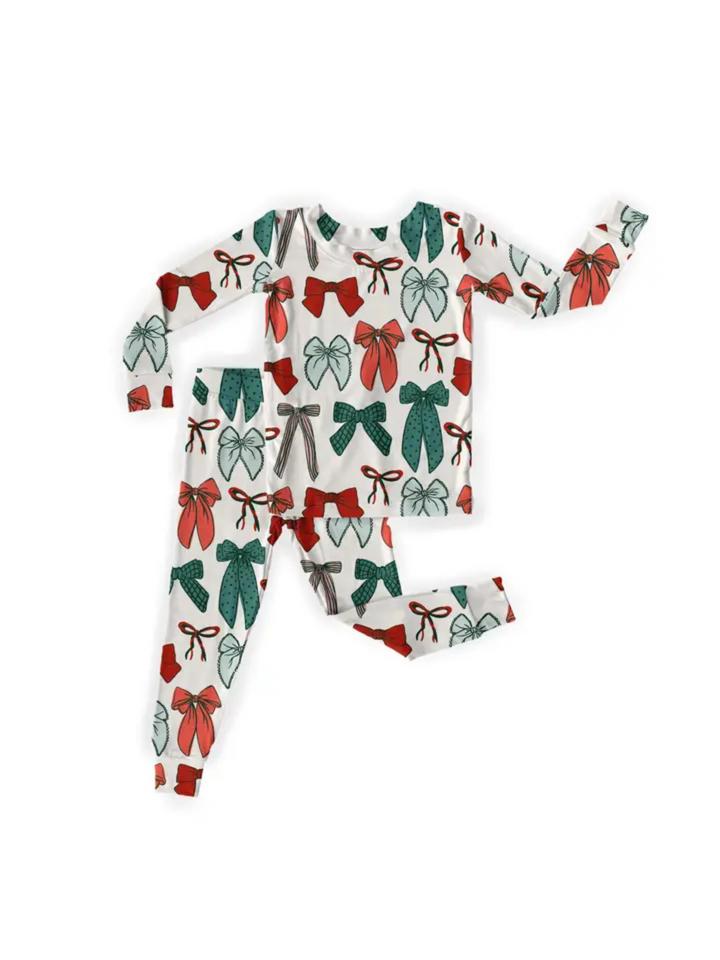 CHRISTMAS BOWS 2-PIECE PAJAMAS