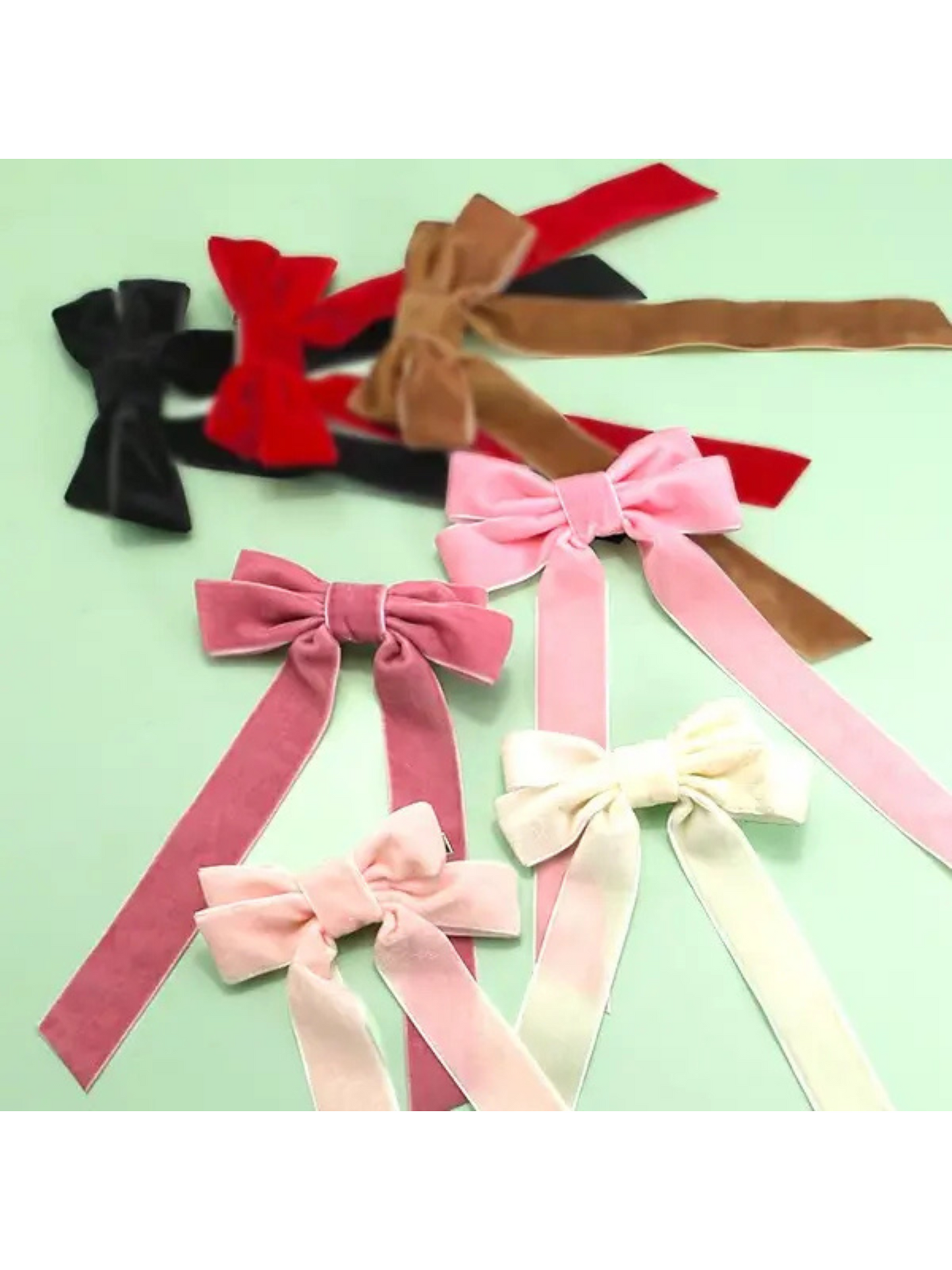 VELVET RIBBON BOW CLIPS