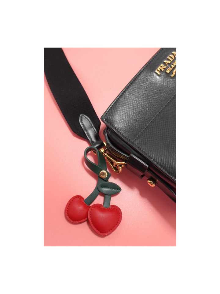 LEATHER CHERRY KEYCHAIN