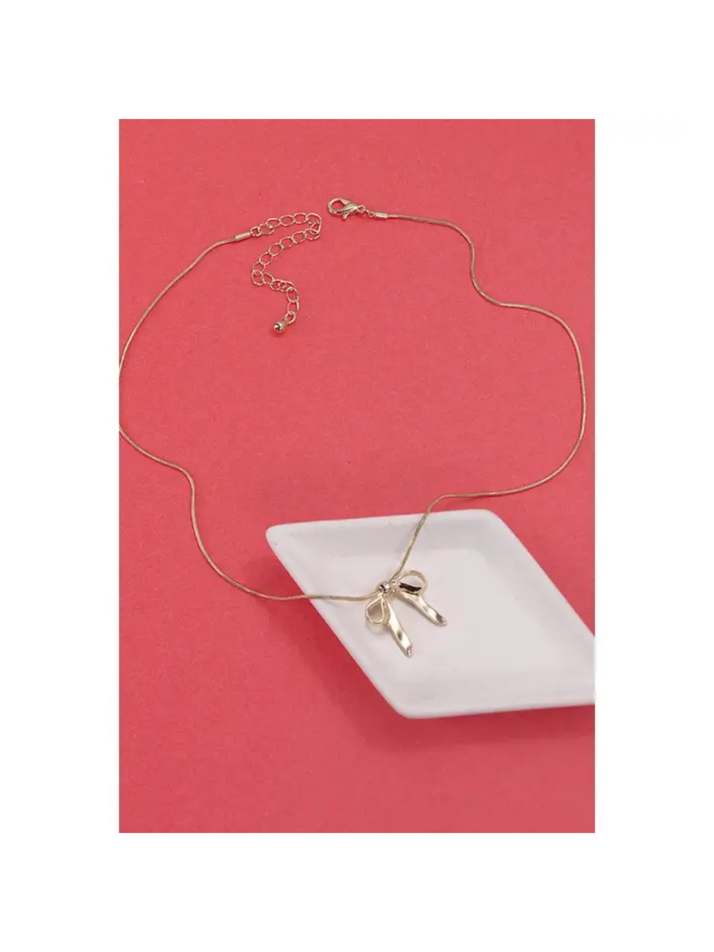 BOW RIBBON SNAKE CHAIN NECKLACE