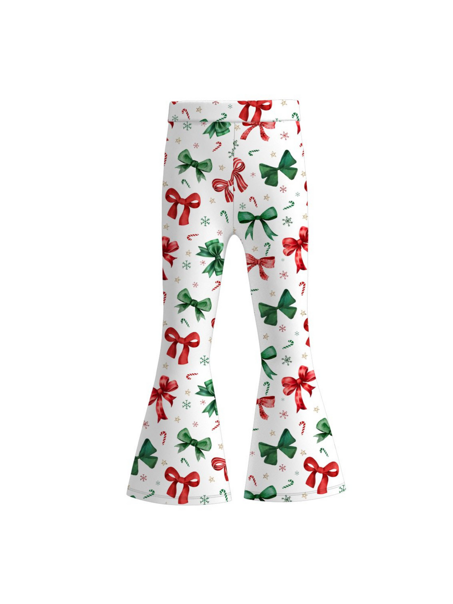 KIDS CHRISTMAS BOWS BELL BOTTOM PANTS