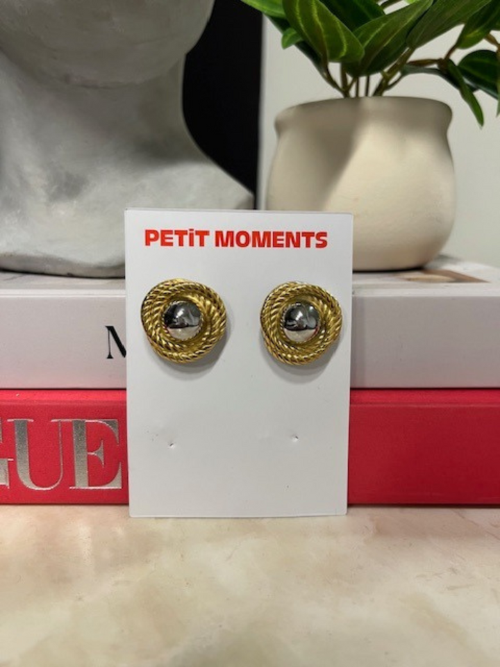 PETIT MOMENTS TWO TONED STUD EARRINGS