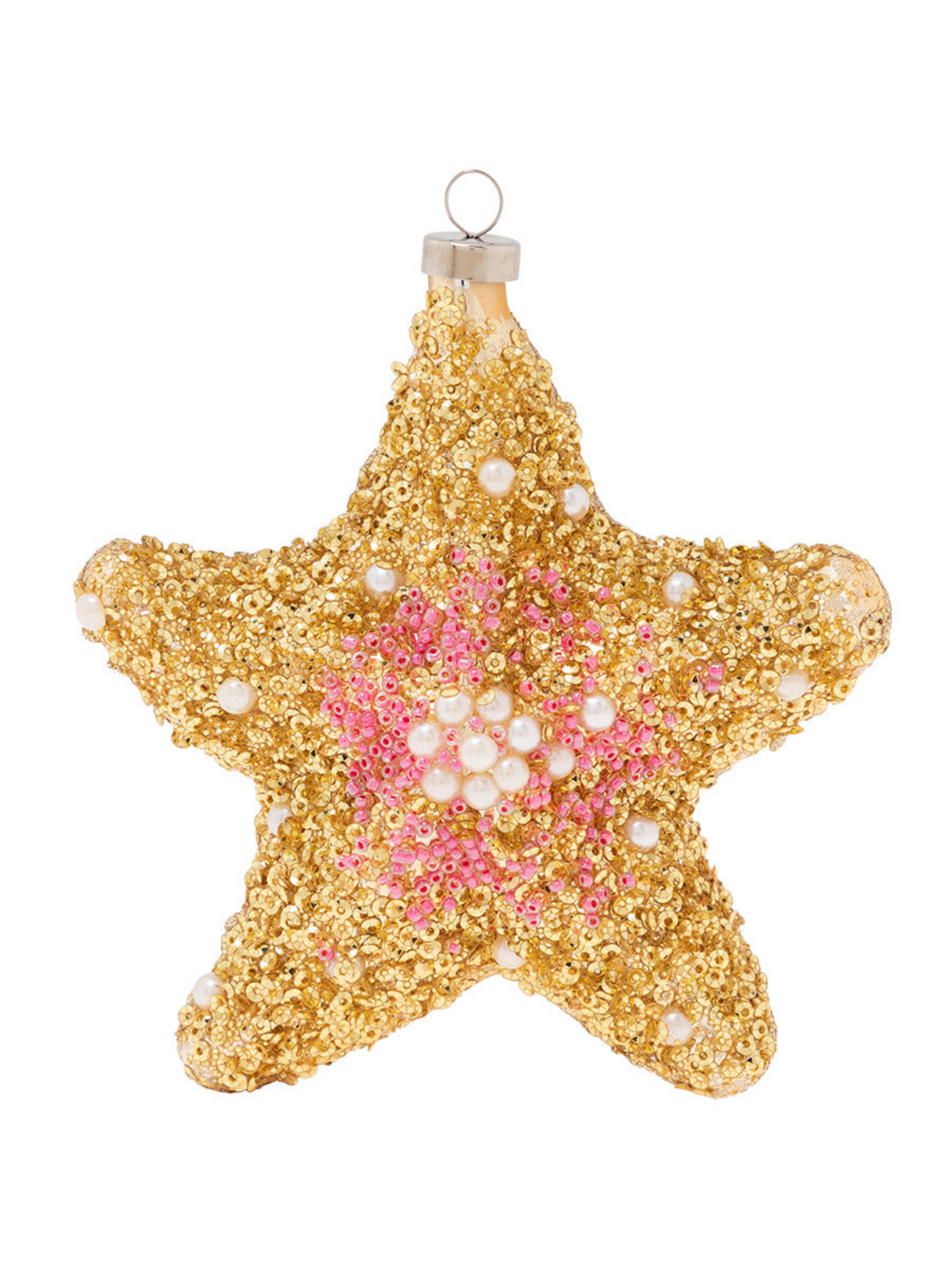 GOLD PEARL ENCRUSTED STARFISH ORNAMENT