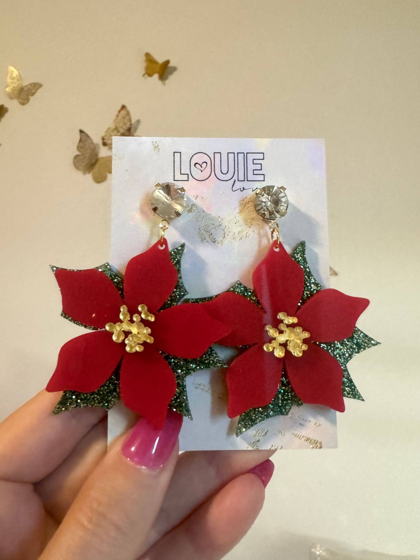 POINSETTIA CHRISTMAS EARRINGS