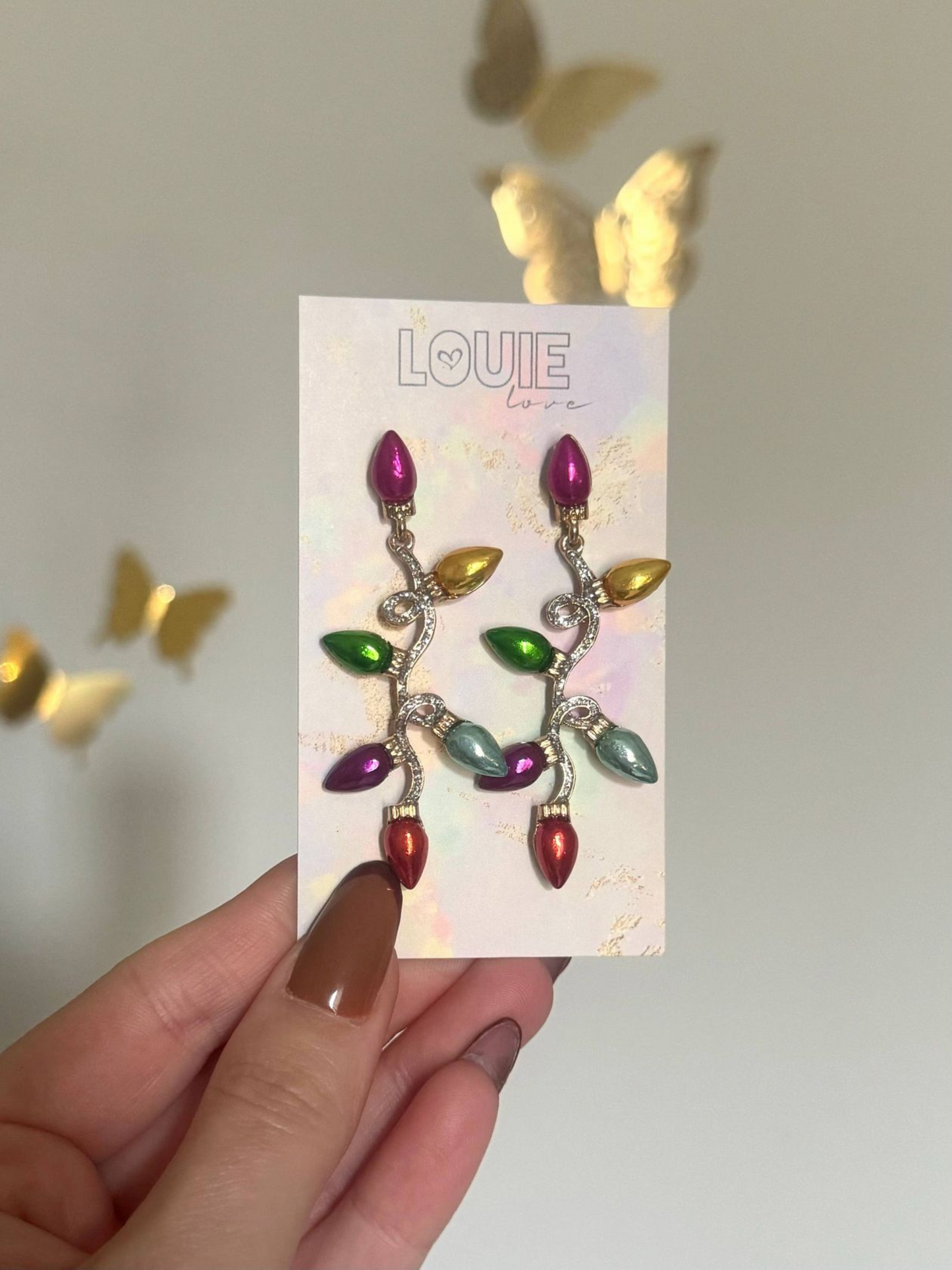 COLORFUL CHRISTMAS LIGHTS DROP EARRINGS