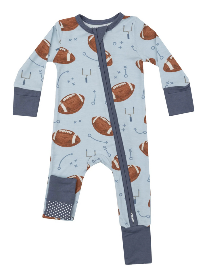 FOOTBALL BLUES 2 WAY ZIPPER ROMPER