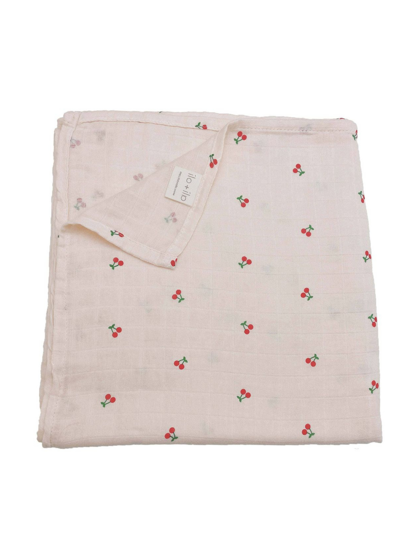 NURSERY BAMBOO MUSLIN SWADDLE BLANKET X CHERRIES