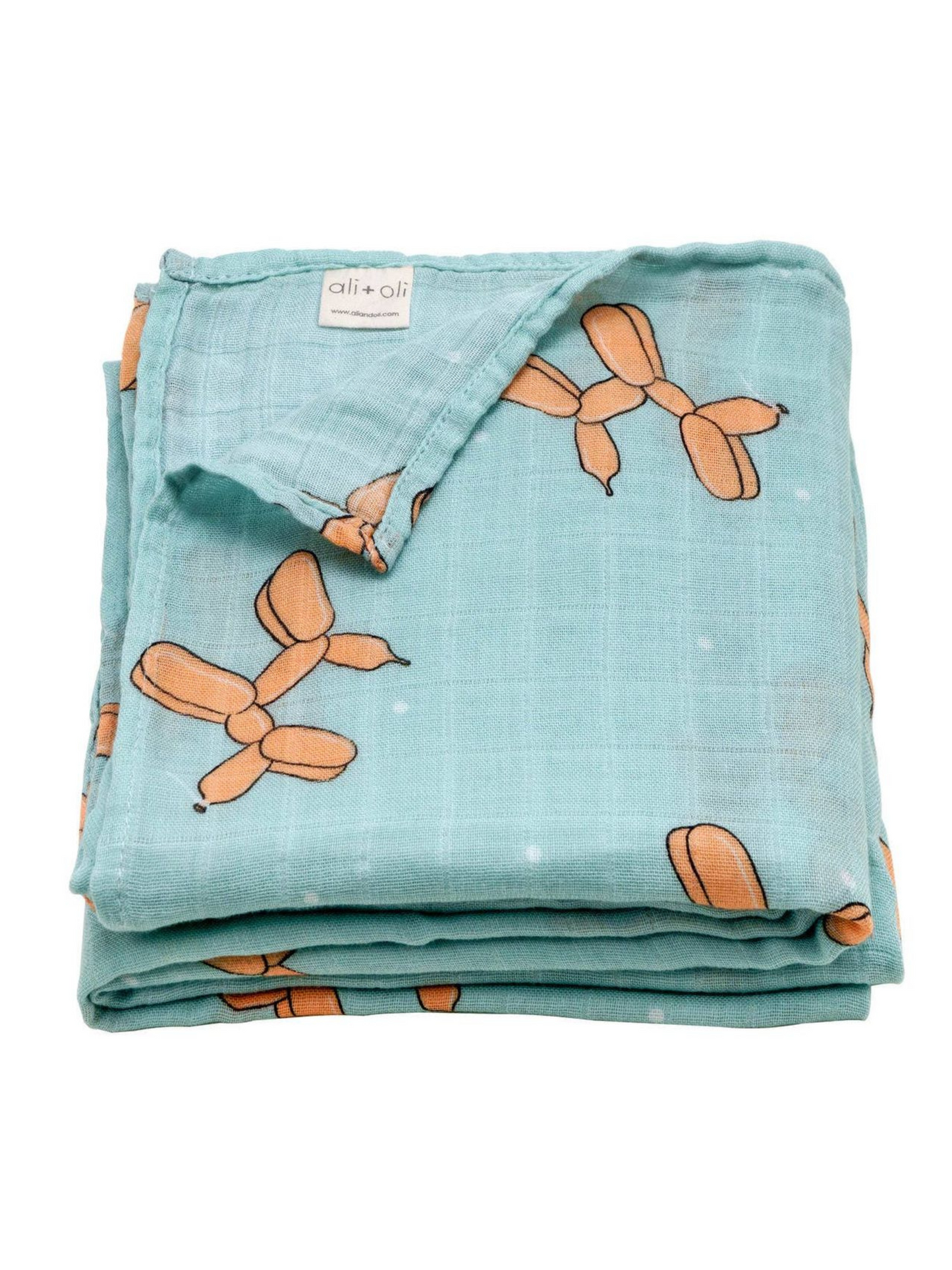 NURSERY BAMBOO MUSLIN SWADDLE BLANKET X BALLOON DOGS