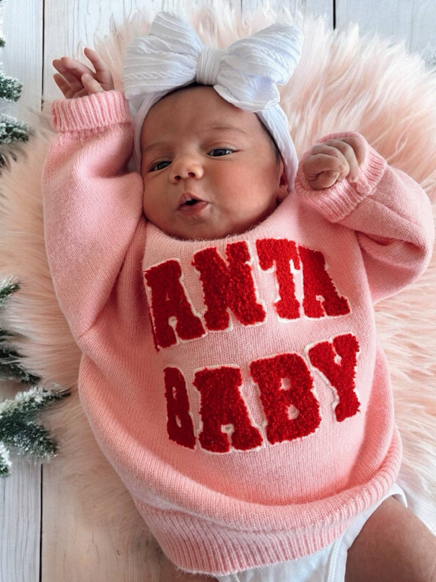 SANTA BABY KNIT SWEATER X PINK